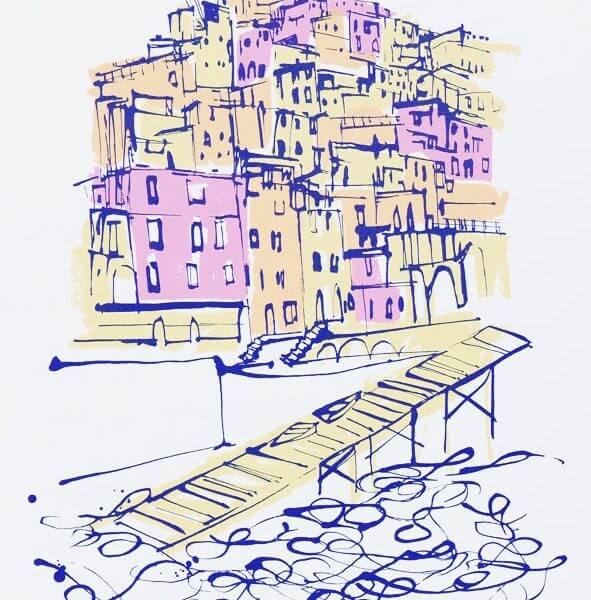 Endless Summer - Cinque Terre Italy Silkscreen Print