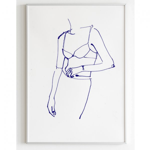 An illustration inspired by the act of undressing - capturing the pauses and moments as each piece of clothing is removed. An original drawing by Caroline Tomlinson.