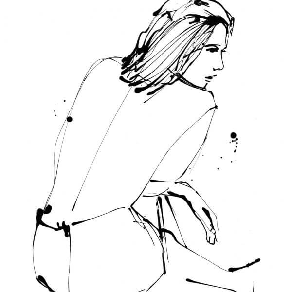 Undress Illustration - Seated Back- Giclee Print