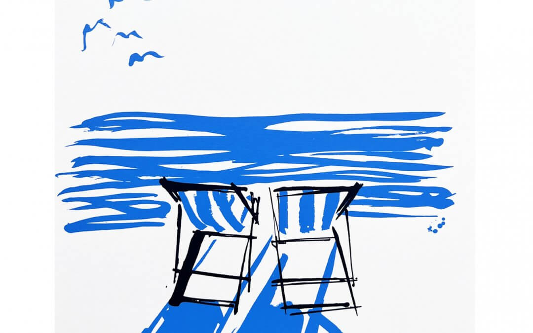Coast Deckchairs Travel Illustration Silkscreen Print Travel