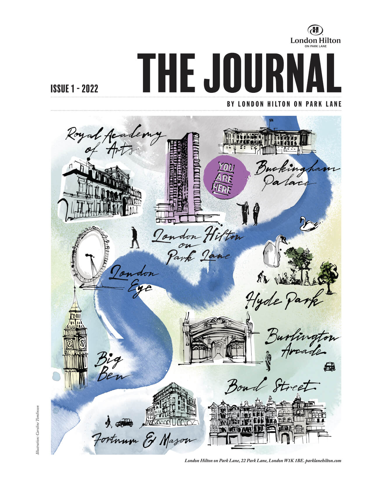 Architecture – Hilton Hotel Park Lane London Illustrated Cover for ‘The Journal’