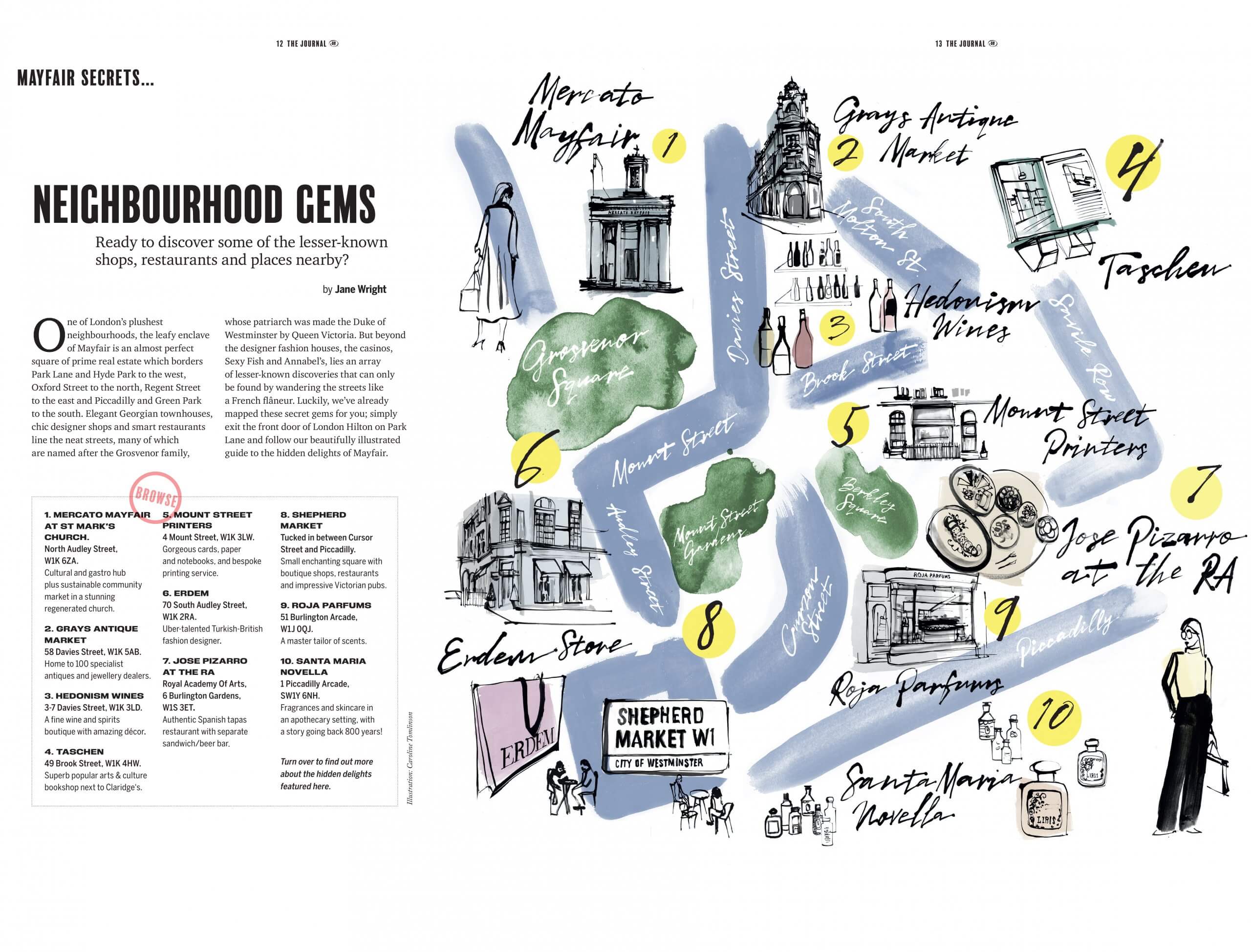 CAROLINE TOMLINSON Hilton Hotels Hidden Gems of Chelsea Illustrated Map