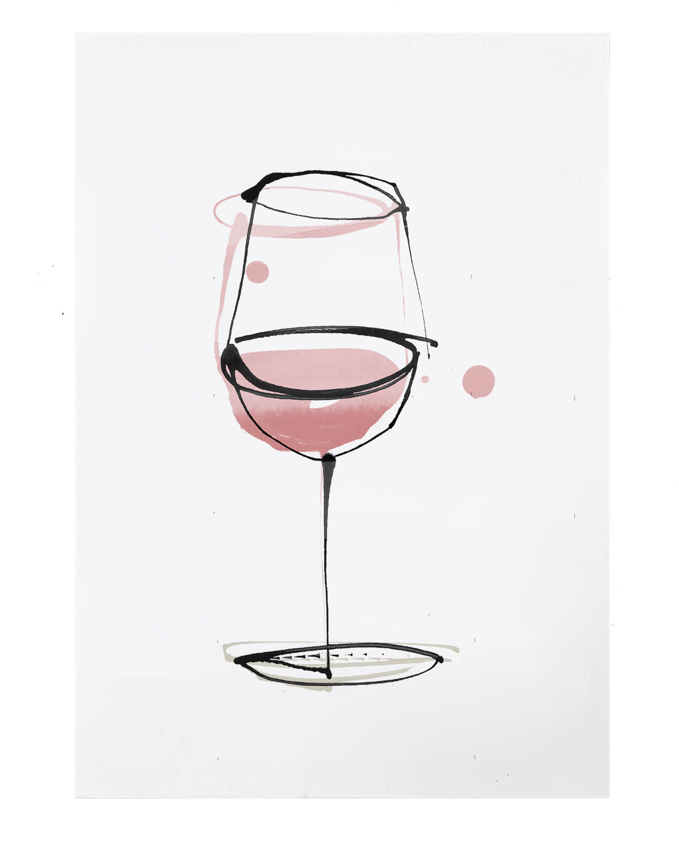 CAROLINE TOMLINSON ROSE WINE GLASS ILLUSTRATED