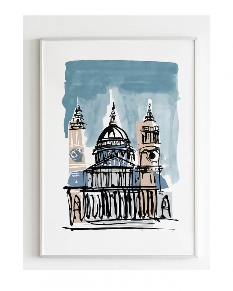A colourful mixed media illustration in celebration of London Design Festival. Capturing iconic London architecture and the energy of the city - inspired by the beautiful London landmark of St Pauls.