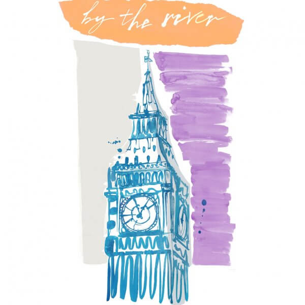 Caroline Tomlinson Illustrating London Big Ben By The River