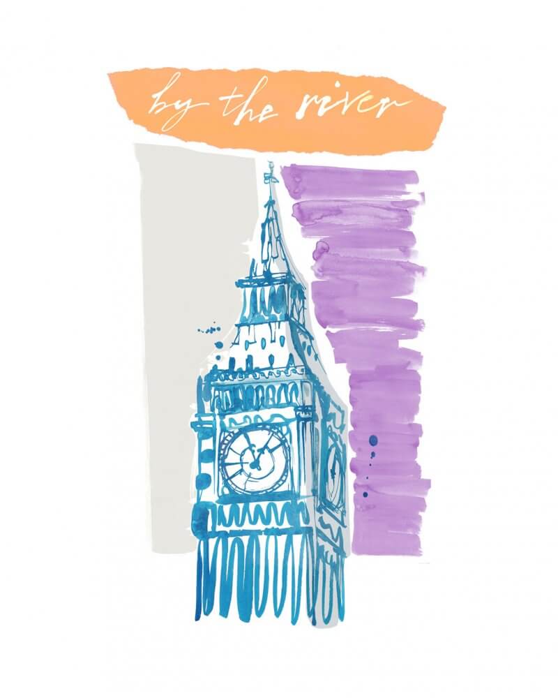 Caroline Tomlinson Illustrating London Big Ben By The River