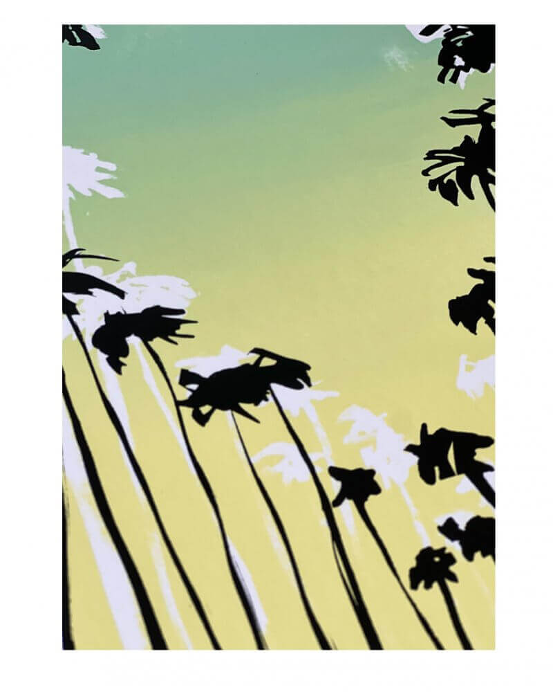 Endless Summer detail of silkscreen print print inspired silkscreen print, inspired by Santa Monica palm trees