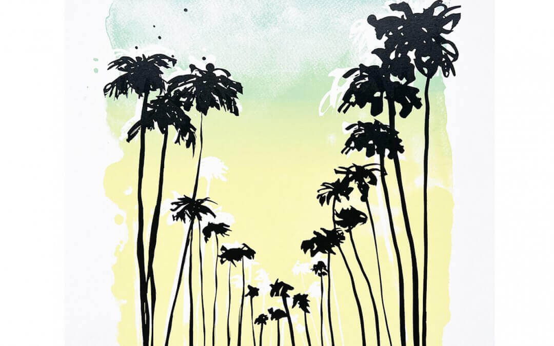 Travel – Endless Summer Santa Monica Palm Trees Silkscreen Print
