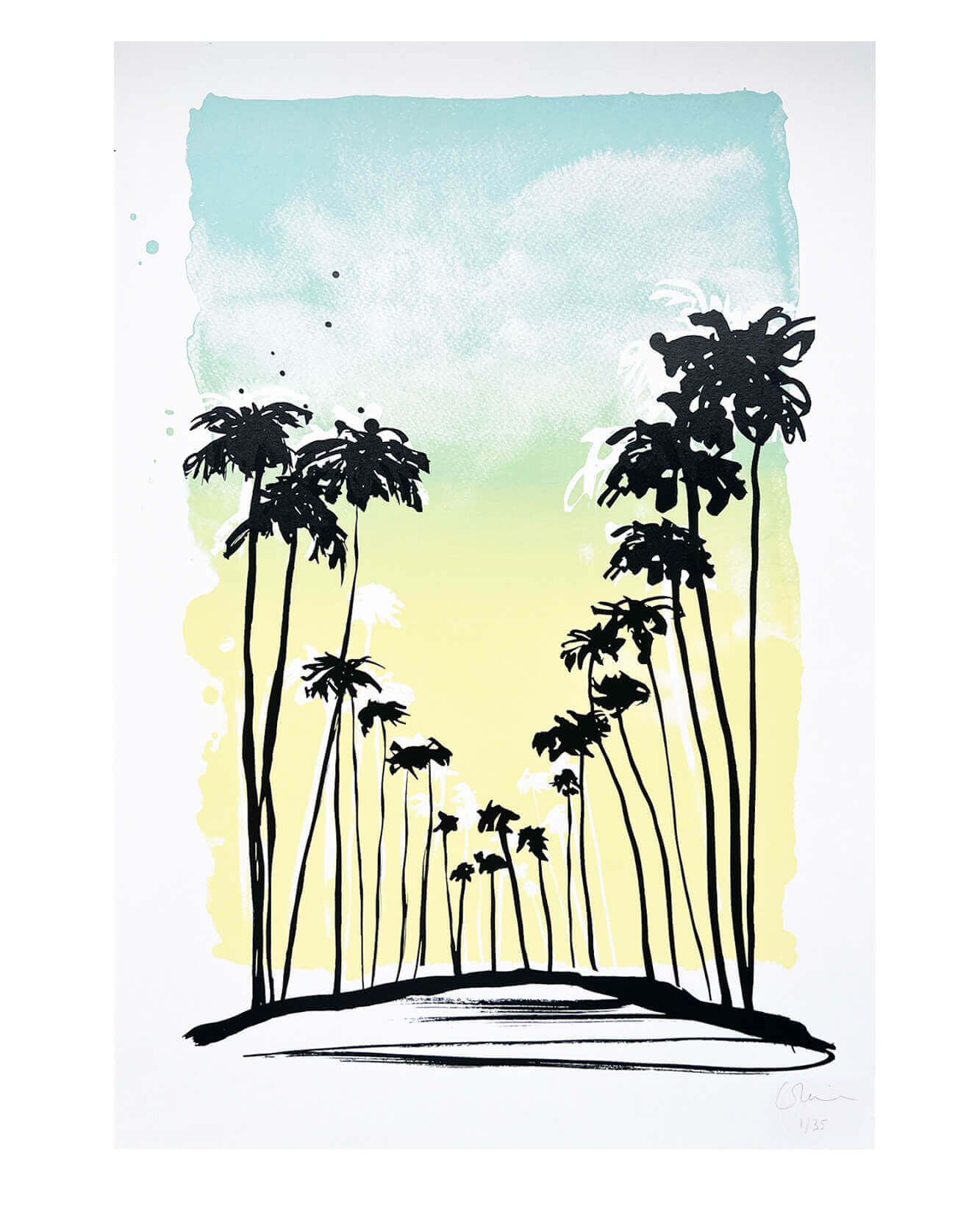 Travel – Endless Summer Santa Monica Palm Trees Silkscreen Print