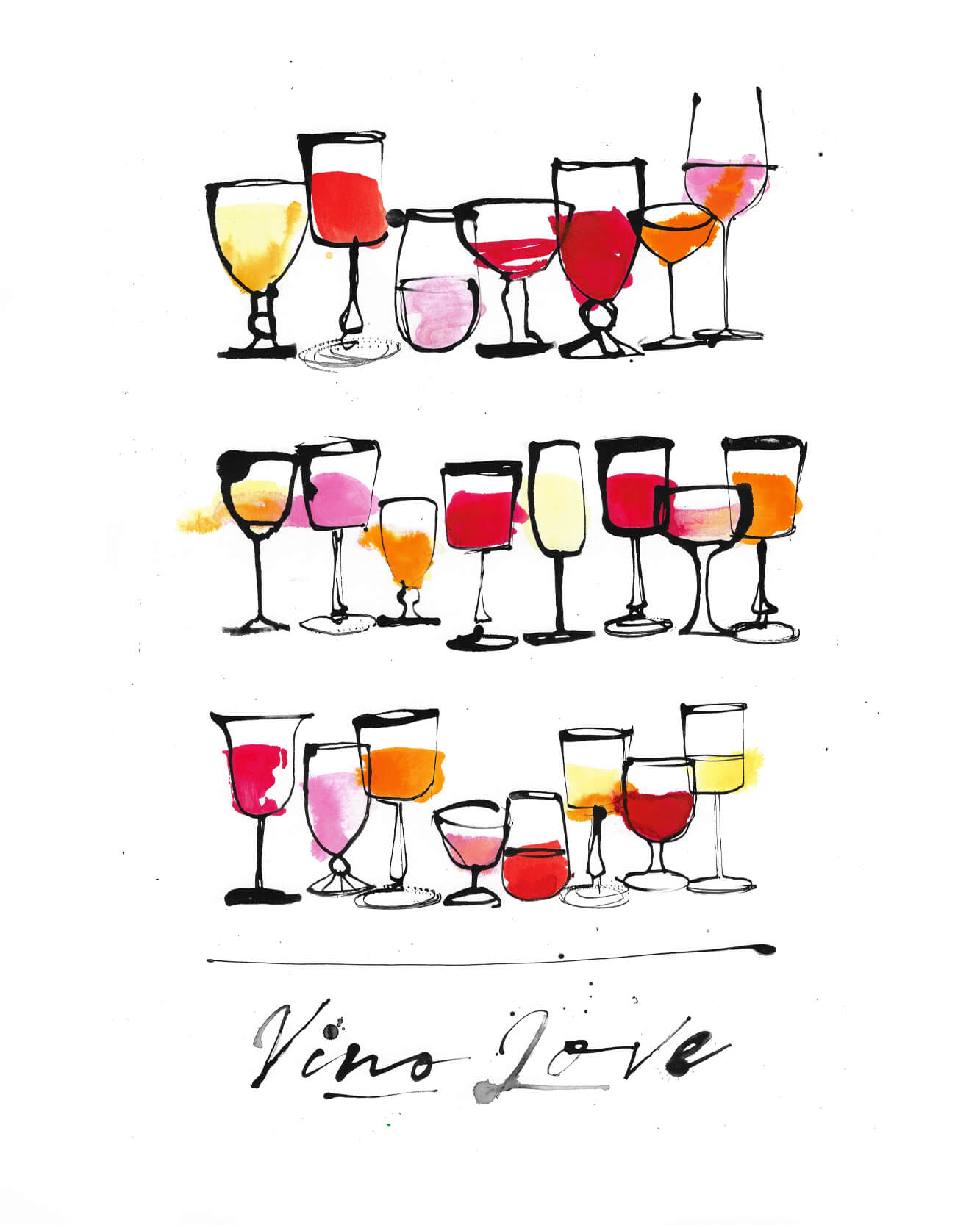Wine Illustrated – Vino Lover Hand Finished Giclee Print