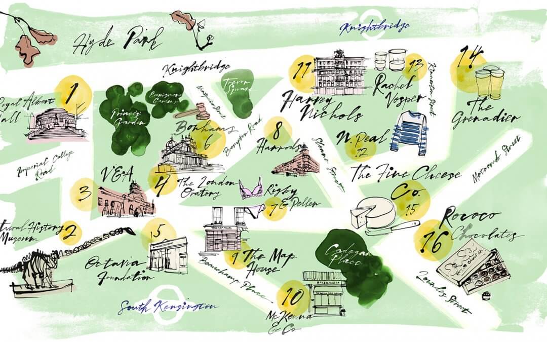 Travel –  Hilton Hotels Neighbourhood Gems Illustrated Map