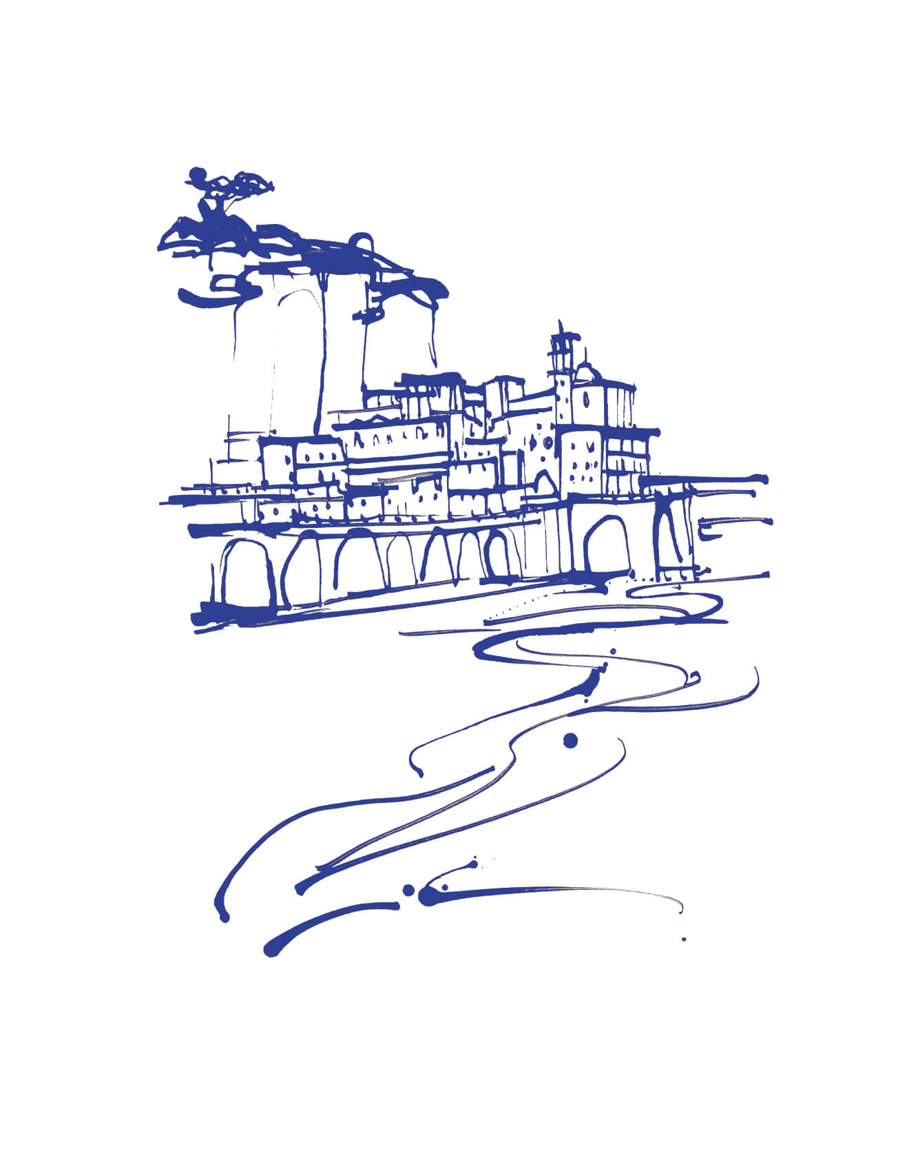In celebration of the famous Amalfi Coast the Italian fashion house Kiton commissioned an illustration for a collection launching next year  - a drawing of the Naples coastline