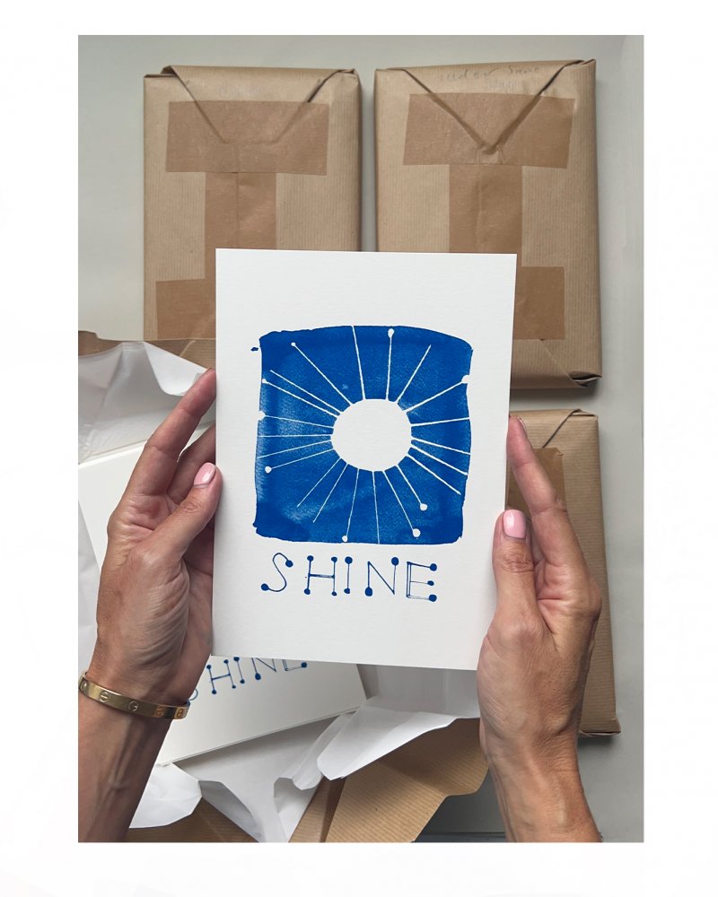 "Shine" - An edition screen print mini by Caroline Tomlinson inspired by the magic of positivity.