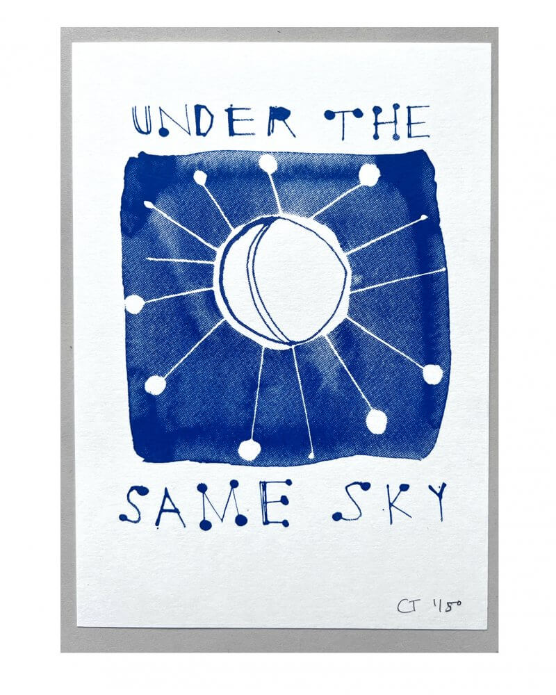 Caroline Tomlinson silkscreen edition. Detail of "Under the same Sky- An edition screen print mini by Caroline Tomlinson inspired by the magic of positivity.