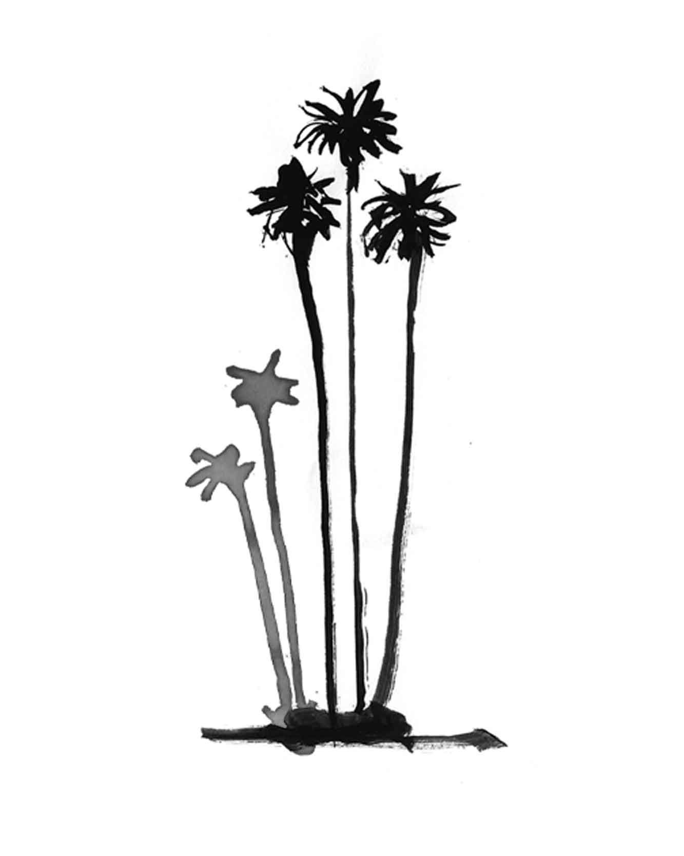 Palm tree gif illustration as part of a series of Travel inspired Illustrated Maps for Palm Springs Life Magazine Incorporating my inky hand written lettering, and drawings of landmarks and areas of interest.