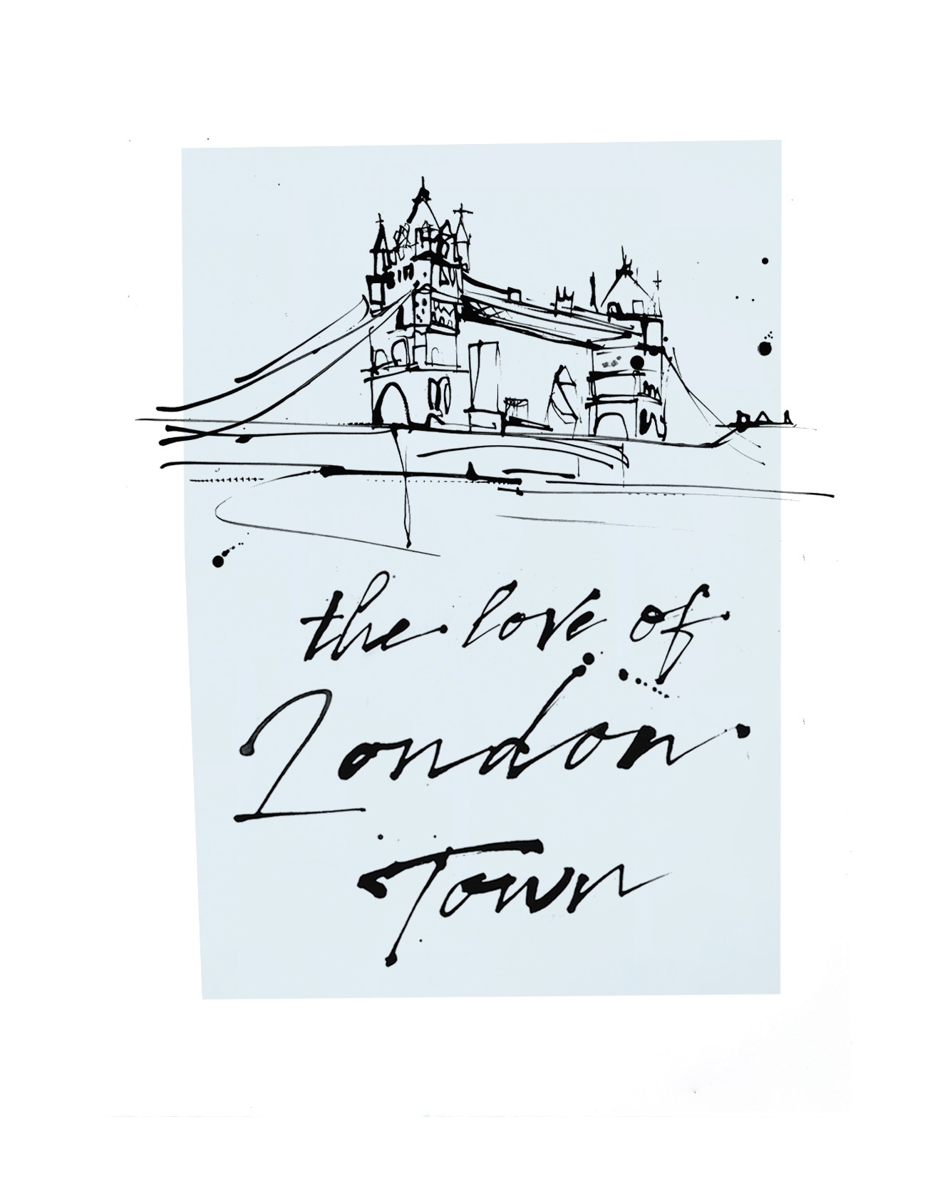 Sketchbook drawings of tower bridge London and hand writing. A series of sketches of the landmarks in celebration of London Design Festival. Initial stage of the project capturing iconic London architecture and the energy of the city. Black ink drawing and hand drawn lettering