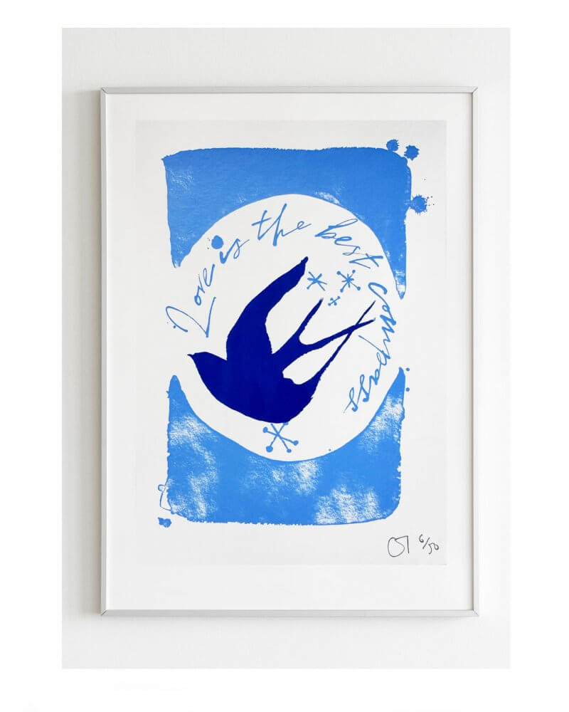 Framed "Love is the best compass" - An edition screen print mini by Caroline Tomlinson inspired by the magic of finding where you belong by following love.