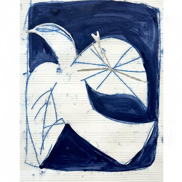 Original drawing - Oil relief paint, silver leaf and house hold paint. Drawn on vintage paper Mono print drawing of an imaginary bird - a compass bird - leading the direction towards love, as love is the best compass. Original drawing for the home by Caroline Tomlinson. SIZE – 200mm x 160mm