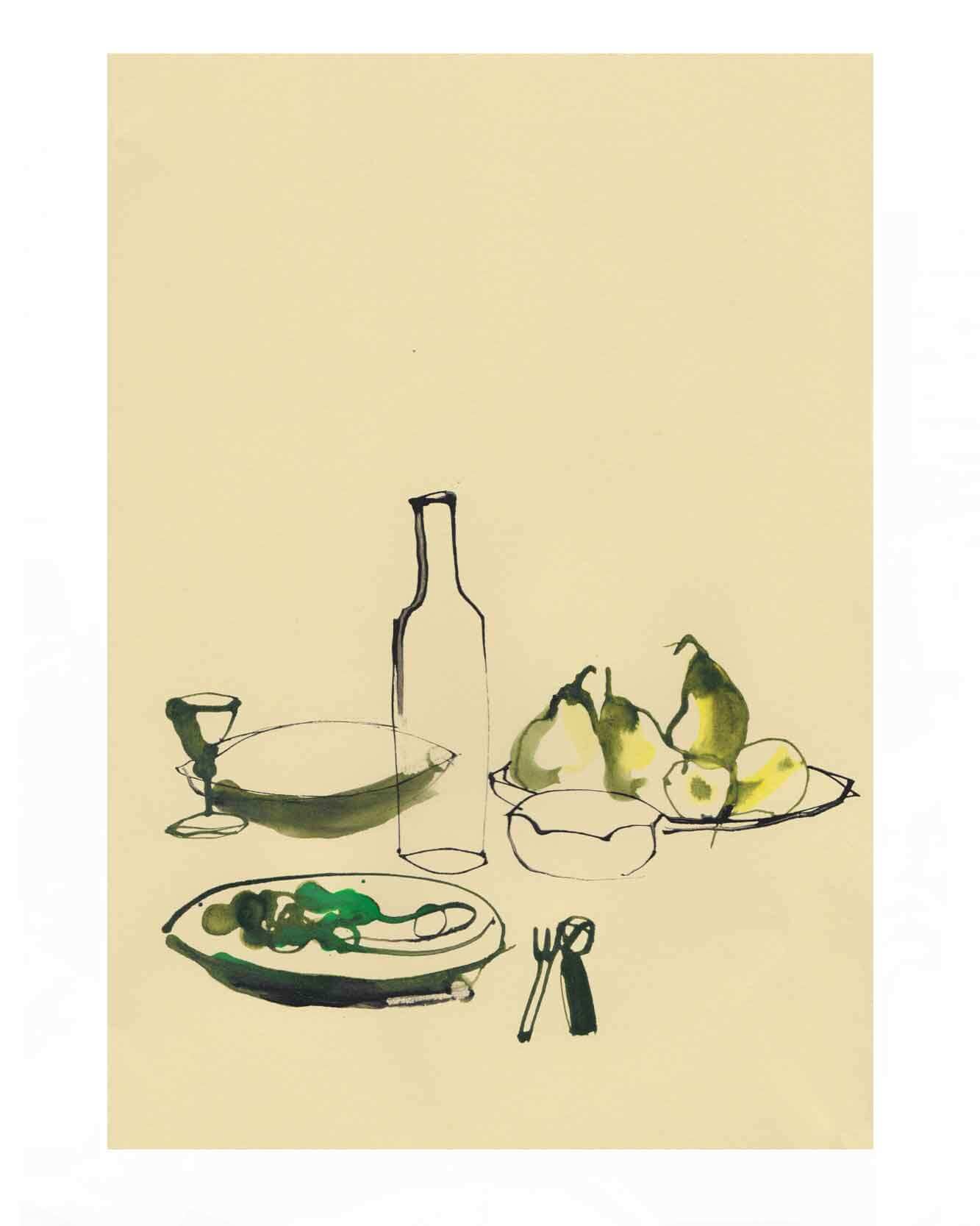 A Lunch with Wine - Giclée Print - Image 3