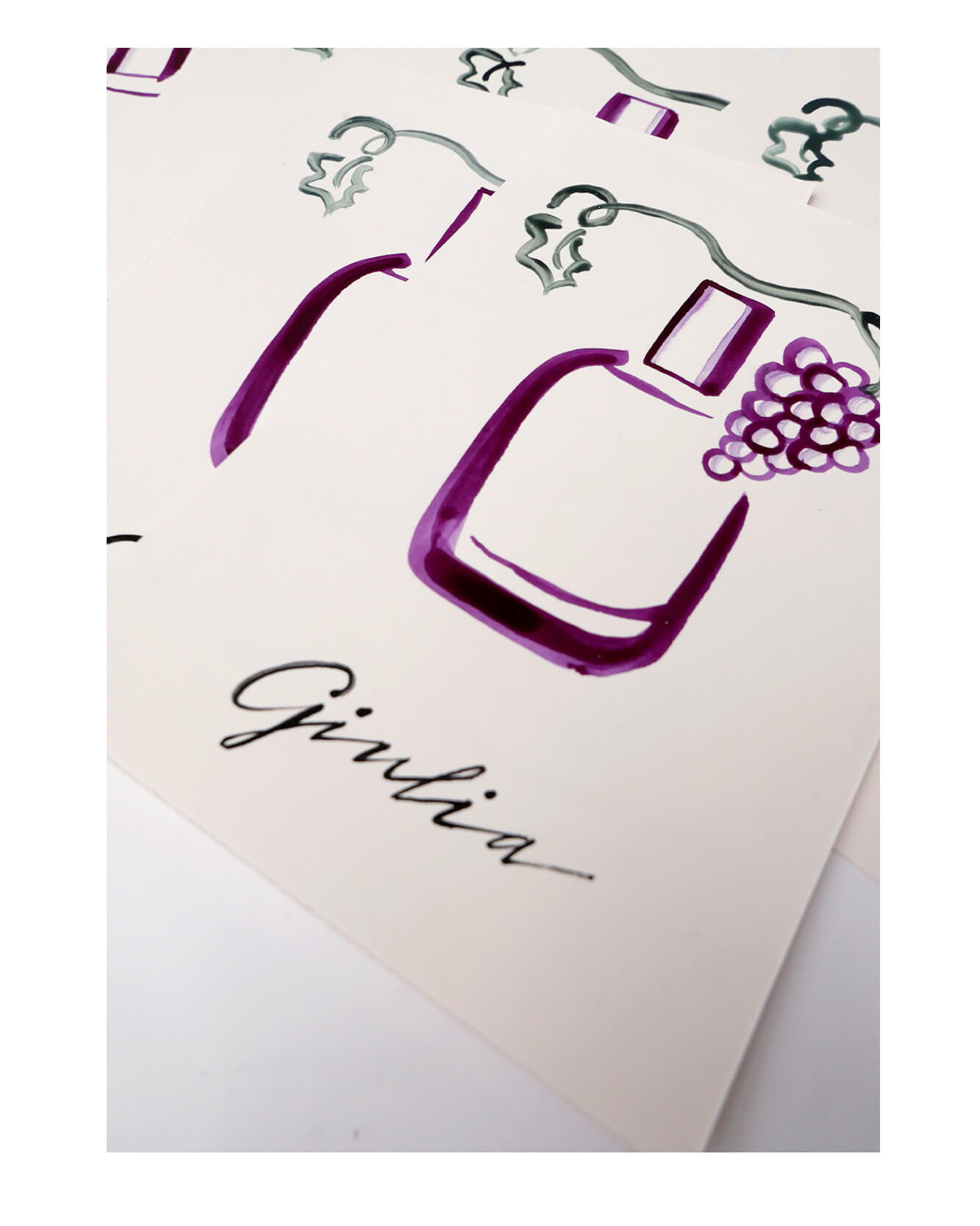 CAROLINE-TOMLINSON-INVITE4 Hand lettered Caudalie invitation with hand painted grape illustration on textured paper